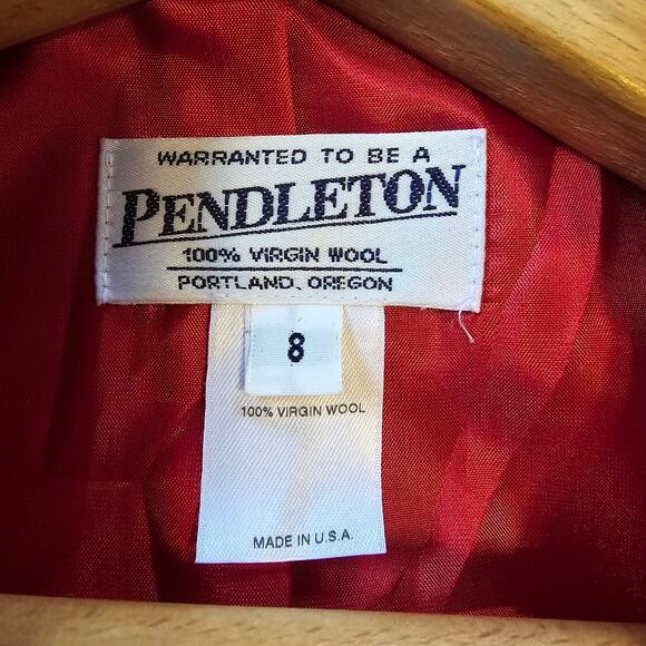 Pendleton Suit Coat Women's 8 Red Wool Gold Button Double Breasted Career Preppy - Picture 4 of 12
